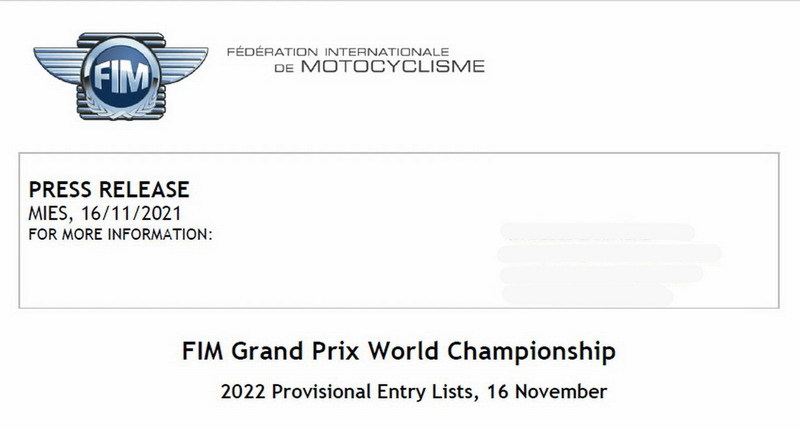 世界グランプリの暫定エントリーリスト第一弾が発表